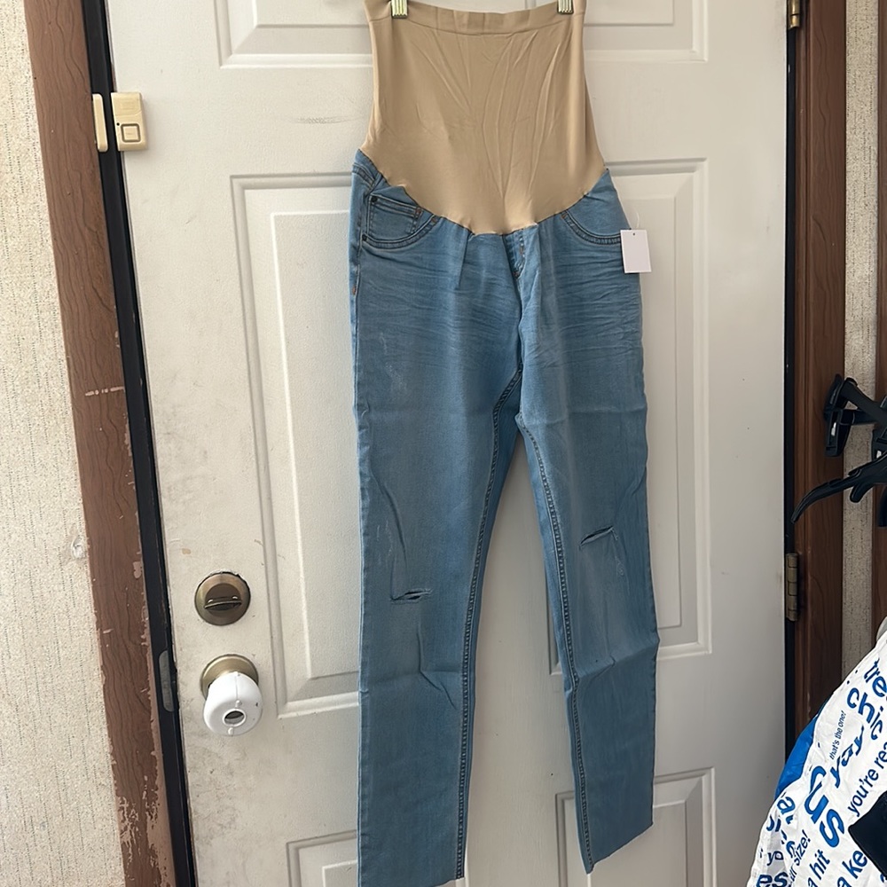 INDIGO BLUE MATERNITY ANKLE JEANS: BLUE: NEW WITH TAGS: SIZE XL